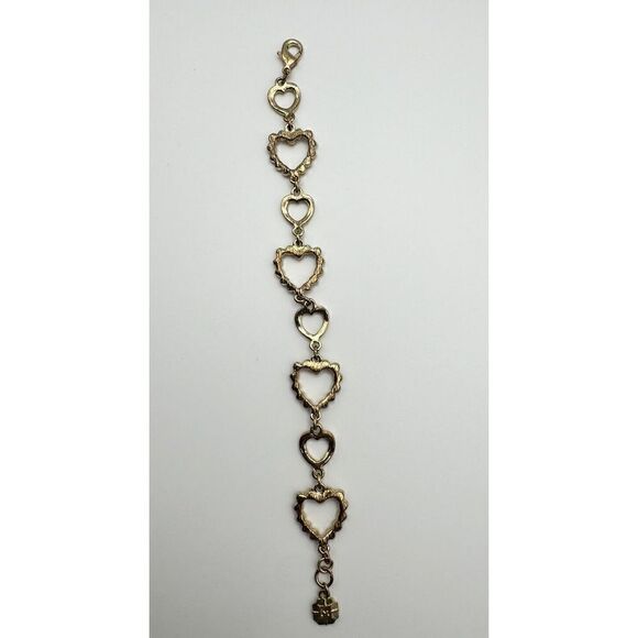 Monet Gold Tone Pink Rhinestone Heart Link Bracelet 7.25”‎ Needs One Stone - Picture 7 of 10